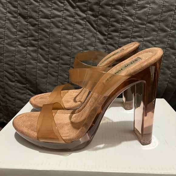 Steve Madden Glassy Heeled Sandal Tan - Picture 2 of 7
